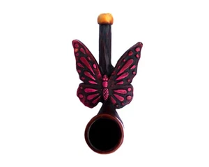 Pink Butterfly Handmade Tobacco Smoking Mini Hand Pipe Monarch Wings Nature Gift - Picture 1 of 2