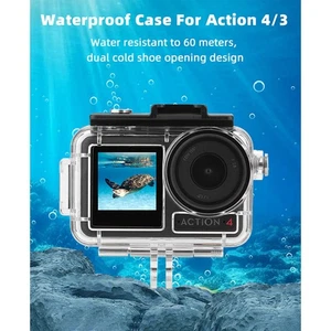 Kamera Tauchhülle 60m Wasserdichte Schutzhülle für DJI Osmo Action 4/3/5 Pro - Picture 1 of 12