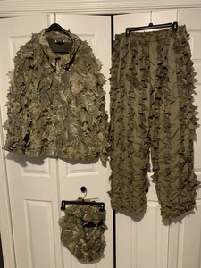 Cabelas Ghillie Suit Camo 3D Scentlok Hunting Set Mens L Jacket & L/XL Pants - Picture 1 of 6