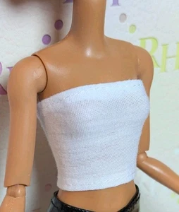 Neu hell WEISS Strick Basic RÖHRENOBERTEIL passt 11,5" MADE TO MOVE Barbie ORIGINAL  - Bild 1 von 7