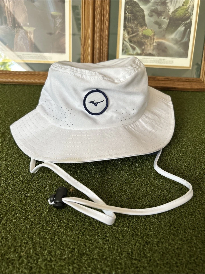 Sombrero cubo de golf Mizuno blanco con correa ajustable extraíble para el cuello talla L/XL Foto 1 de 1