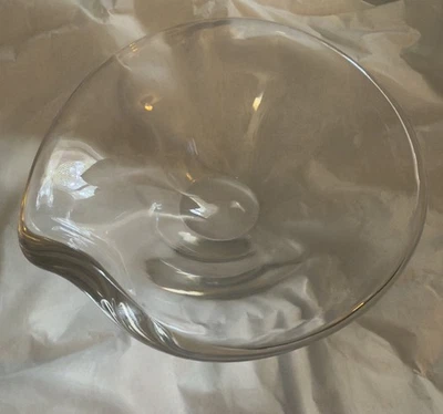 Tigela de vidro cristal pesado transparente Nambe prato abstrato assimétrico orgânico forma livre - Imagem 1 de 4