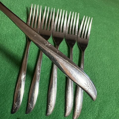 Lot of 6 Dinner Forks Oneida Community Stainless Twin Star  - Image 1 of 4