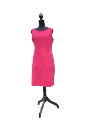 Ronni Nicole Dress Size 10 Coral Pink Sleeveless Sheath Back Zip Stretch Tiered - Image 1 of 4