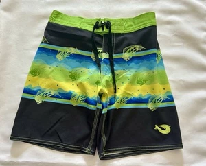 Boy Size 8 Swim Shorts Kids Medium Bathing Suit Fish Stripes Swimsuit - Picture 1 of 13