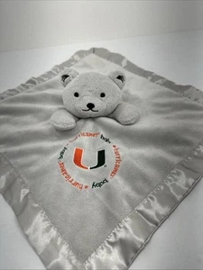 Miami Hurricanes Teddy Bear Lovey coperta di sicurezza bordo raso bambino fanatici 13" - Foto 1 di 8