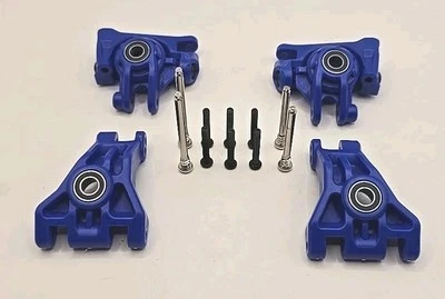Fits Traxxas Slash 4x4 Blue Extreme HD Caster & Steering Blocks & Rear Carriers - Image 1 of 2