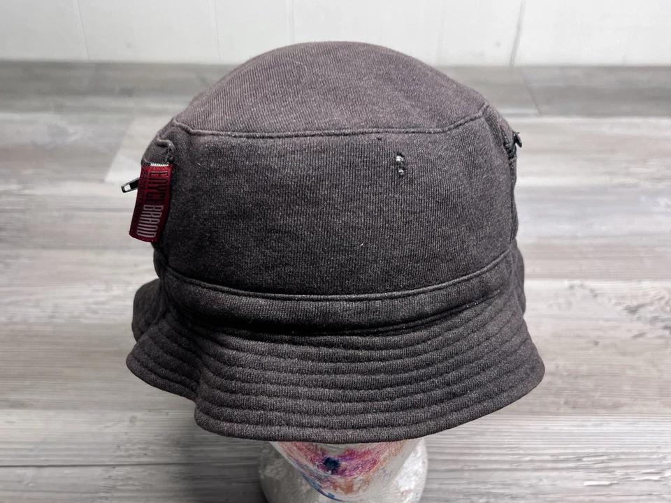 Винтажный 90-х годов Y2K ведро шляпа Enyce Streetwear молнии карманы хип-хоп выцветший черный OSFA - Изображение 1 из 4