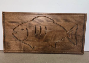 Fish Wooden Carved Serving Board Wall Hanging 20" x 10" - Picture 1 of 2