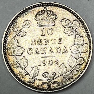 1902 H Canada Dime 10 Cent Silver Coin.  An Amazing Original Specimen. - Image 1 of 4