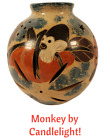 Couverture porte-bougie votive poterie singe découpe coupe globe rond 6" A37 