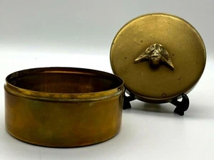 Vintage Brass Metal Trinket Religious Box Decorated with Jesus Head - Picture 1 of 12