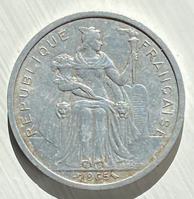 1965 FRENCH POLYNESIA 5 FRANCS - Free Shipping - Image 1 of 2