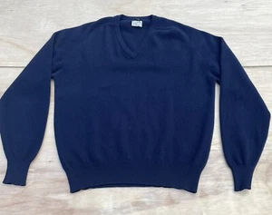 Vintage 50er Brooks Brothers Lammwolle V-Ausschnitt Pullover England Herren blau GR 44 - Bild 1 von 5