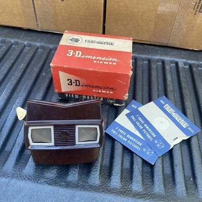 Vintage Brown View Master 3D Viewer in Original Box W/ 3 slides - Image 1 of 4