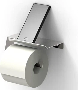 Toilet Paper Holder with Phone Shelf, for 2 Mega Rolls & Wet Wipes, Rust-Proof S - Picture 1 of 13