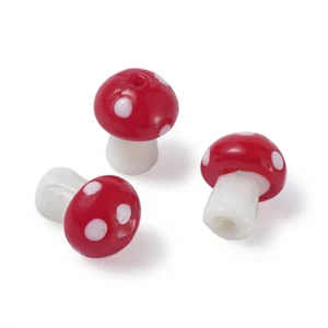 Lámpara de 1 hebra cuentas de hongo rojas 12x16 mm 25 piezas/espaciador de hebra cuentas sueltas - Imagen 1 de 6