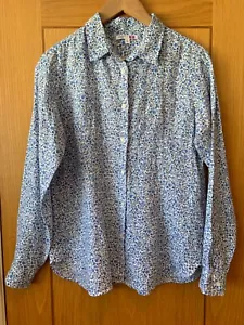 UNIQLO & LIBERTY LONDON Ditsy Floral Linen Shirt Size M Blue & White Boho NEW - Picture 1 of 12
