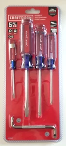 CRAFTSMAN 5 PIECE SCREWDRIVER SET - NEW IN BLISTER PACK - PHILLIPS & FLAT BLADE - Picture 1 of 2