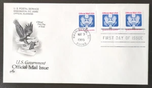 1c, 20c, 23c  Official Mail, Red Blue Black # O154, O155, O156 FDC 1995 Artcraft - Picture 1 of 2