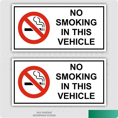 STICKERSHOP103 2 x No Smoking In This Vehicle UK Stickers For Car Vans Lorry Lorries Taxis HGV