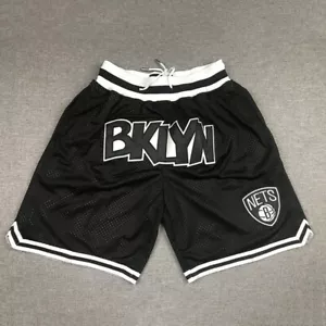 Klassische Brooklyn Nets Basketball-Shorts Genäht Grau Weiß S--XXL - Bild 1 von 27