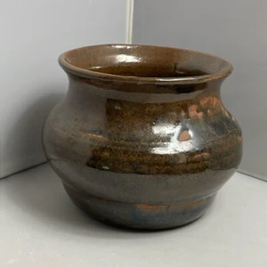 Fioriera ceramica arte studio rustica marrone smaltata artigianale - Foto 1 di 8