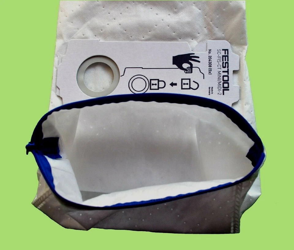 Festool 204308 Reusable fleece dust Bag With Long Zip zipper FIS CT MINI MIDI 2 - Image 1 of 4