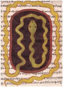 Tantra Painting Neo Tantric Art Snake Shaligram Painting Rare Handmade - Picture 1 of 2