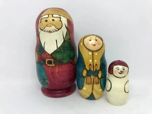 Made in Ukraine Weihnachtsnestpuppe #4 4,3" Holz Weihnachtsmann Handarbeit Handarbeit - Bild 1 von 6