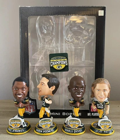 AARON RODGERS + Green Bay Packers NFL Super Bowl XLV 3” Mini Bobblehead Set NIB! Cover