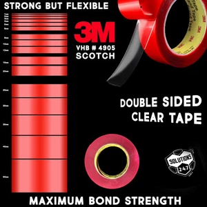 3M VHB 4905 Double Sided Mounting Tape Transparent Clear Long 10M / 33FT Length - Picture 1 of 4