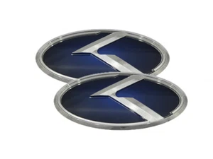 3D K Logo Emblem Blue & Chrome 2pc for 2021-2023 KIA K5 - Picture 1 of 5