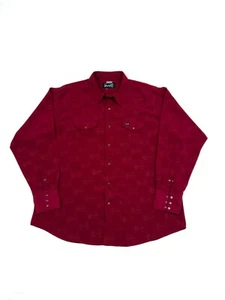 Wrangler Men’s Western Rodeo Shirt Pearl Snap Logo Size 2XL - Red - Picture 1 of 5