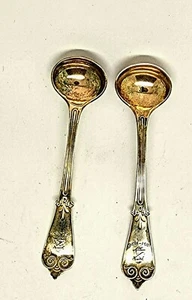 "JUEGO DE 2 CUCHARAS DE SAL TIFFANY BEEKMAN PLATA ESTERLINA MASTER 3 9/16" - Imagen 1 de 6