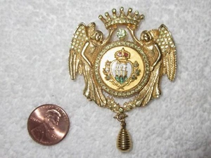Broche colgante Nettie Rosenstein Royal Angel cresta pavé cristales firmado ¡Excelente! - Imagen 1 de 11