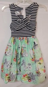 Bonnie Jean GIRLS 10 Green Dress Bicycles Hot Air Balloon Navy White Stripe Tank - Picture 1 of 5