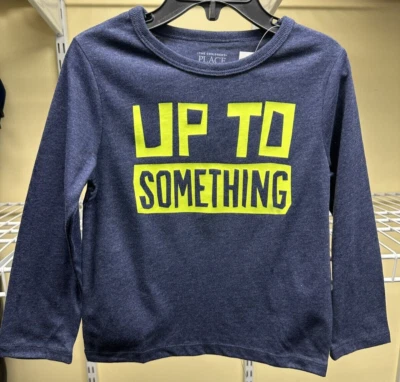 Camiseta manga larga The Childrens Place azul oscuro "Up To Something" talla 3T nueva Foto 1 de 4