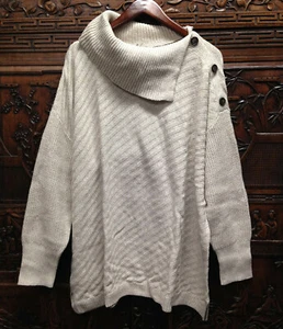 New Style & Co. Women Plus Envelope Neck Tunic Sweater, Cream Heather, 3X - Picture 1 of 1