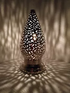 2 Kerzen marokkanische Lampe Laterne antik Tisch Messing Lampe arabischer Text Kalligraphie - Bild 1 von 10