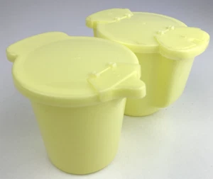Tupperware Sugar Creamer Yellow Flip Lid Hinged 577-9 & 574-11 Vintage EUC USA - Picture 1 of 10