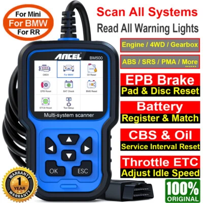 For BMW Car All System OBD2 Scanner EPB BMS Reset Code Reader Diagnostic Tool UK - Image 1 of 4