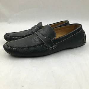 Peter Millar Havana Venetian Men’s Black Leather Slip On Driving Loafer Size 9 W - Picture 1 of 14