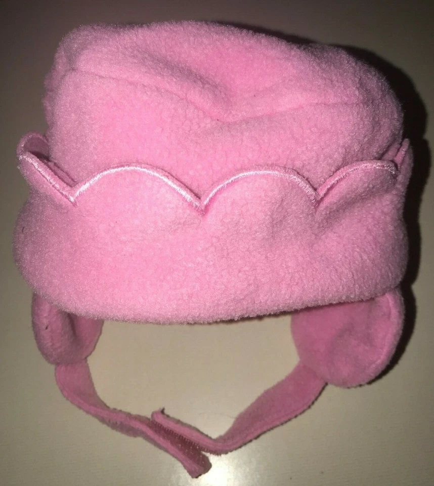 girls size 2/4T solid pink FLEECE WINTER HAT by CARTERS scalloped edge SO CUTE! - Image 1 of 1