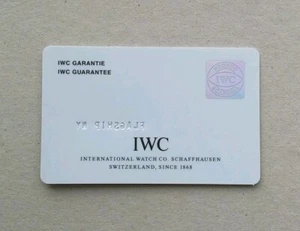 IWC Guarantee Warranty Card (Unwritten) with Stamp - Foto 1 di 3
