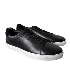 NEW Nordstrom Sneakers Low Profile Leather Lace Up Casual Low Key Black 14 - Picture 1 of 8