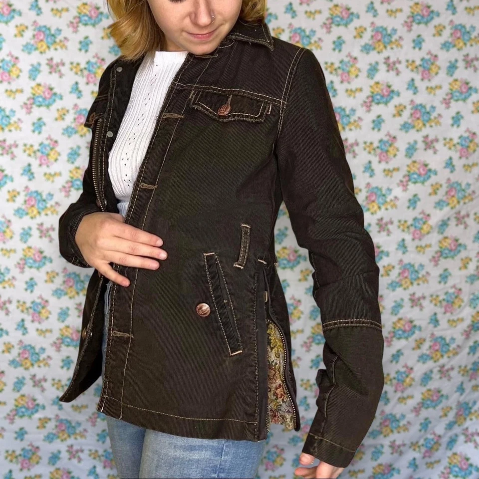 Chaqueta Pana Vintage Y2k Marrón Búfalo XS Foto 1 de 4