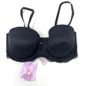 Savage X Fenty BH Damen Gr. 36DD Blumen Spitze trägerlos mit X Charm schwarz NEU - Bild 1 von 6