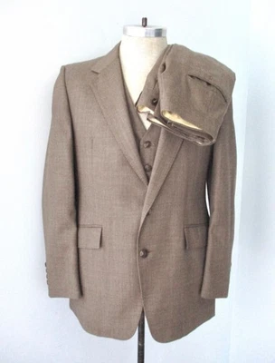 De Colección Años 70 Phoenix Marrón Brezo Discoteca Proxeneta 3 Piezas Traje Blazer Chaleco Pierna Ancha Pantalones 38 Foto 1 de 4