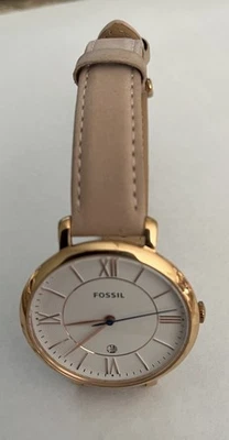 Reloj informal para dama Fossil Jacqueline esfera blanca ES3988 correa de cuero rubor Foto 1 de 3